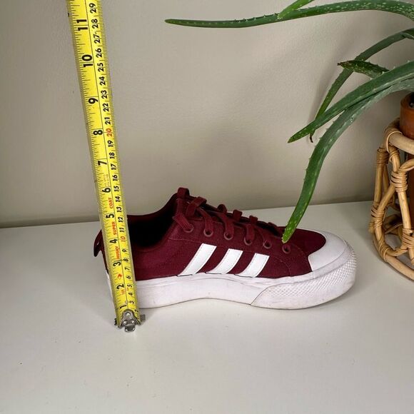 Adidas Burgundy White Canvas Sneakers Unisex Low-Top Trainers 3-Stripe Style 8.5 - Picture 8 of 10